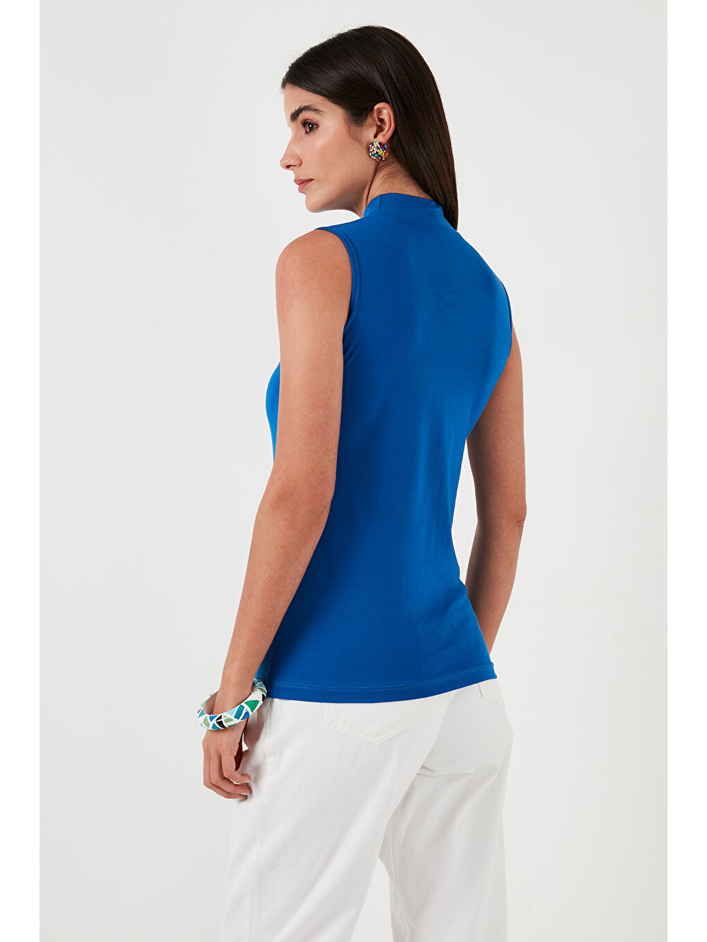 Mavi Pamuklu Kolsuz Dik Yaka T Shirt 5865710-5