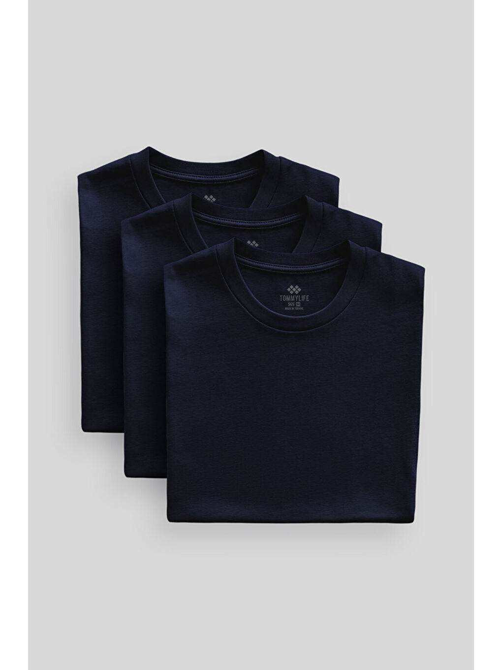 Standart Fit Basic O Yaka  3lü Paket Lacivert Erkek T-Shirt  87911-1