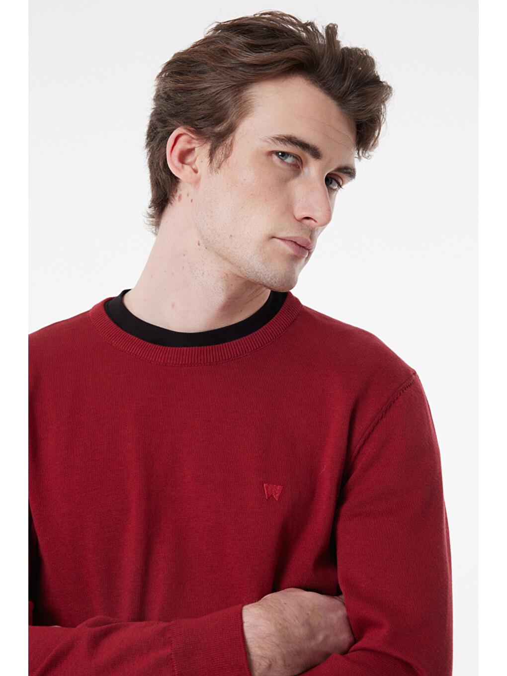 Kırmızı Regular Fit Sıfır Yaka Triko-1