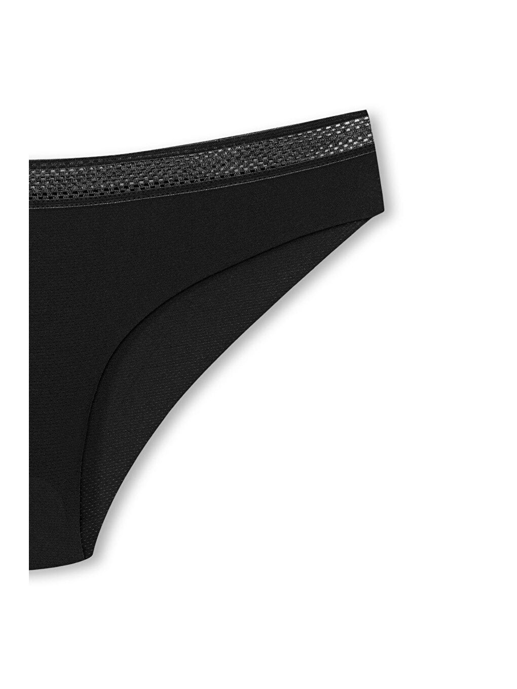 Siyah İnterlok Lazer Kesim Petek Lastik Slip Kadın Külot-1