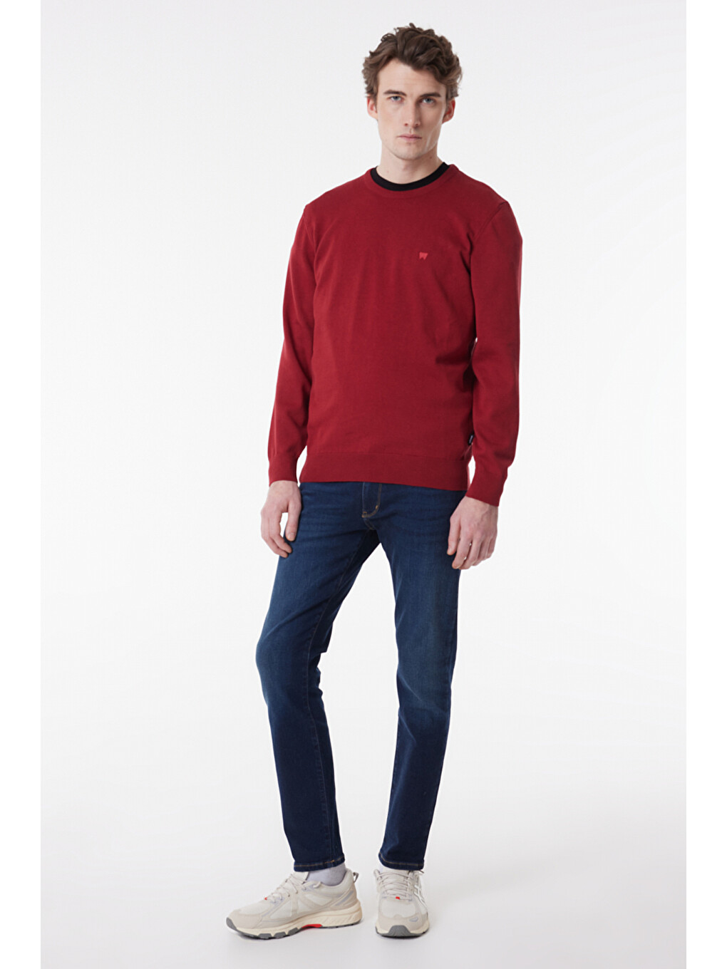 Kırmızı Regular Fit Sıfır Yaka Triko-4