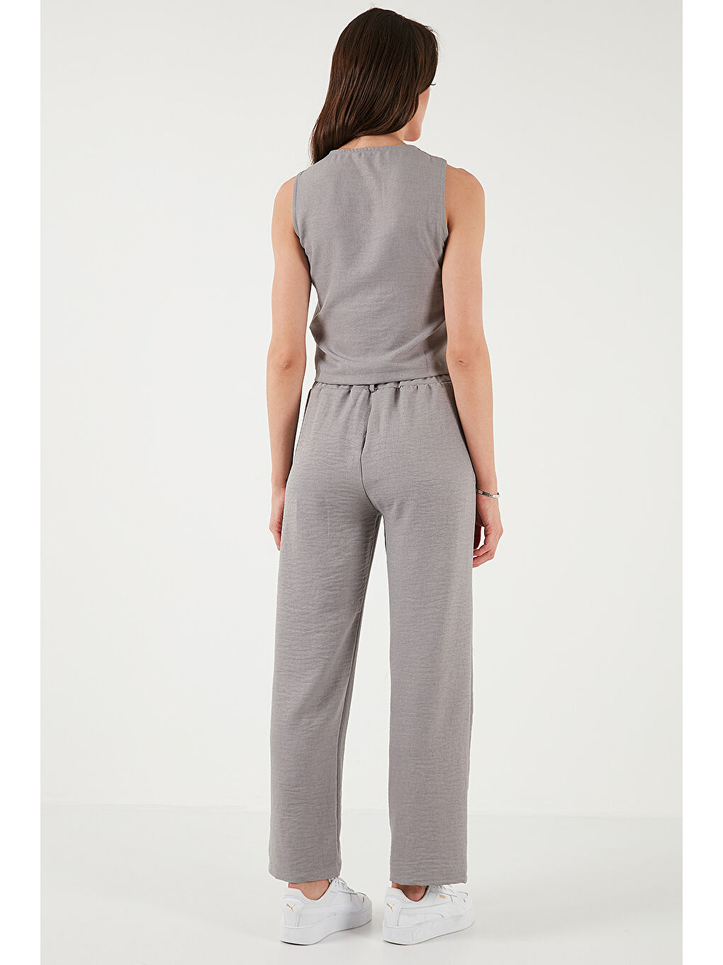 Gri Regular Fit Bol Paça Yelekli Takım 67045162S4-6