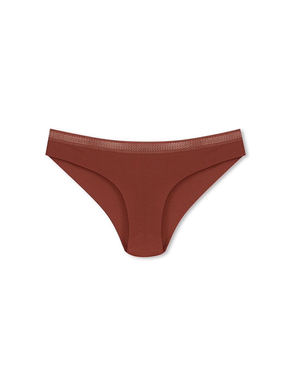 Kahverengi İnterlok Lazer Kesim Petek Lastik Slip Kadın Külot