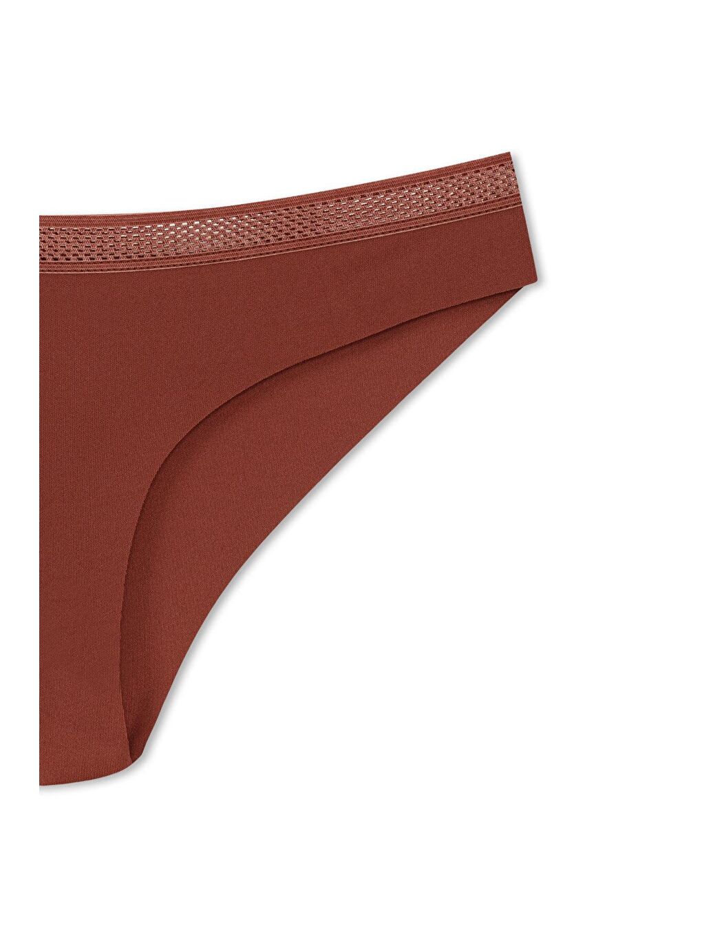 Kahverengi İnterlok Lazer Kesim Petek Lastik Slip Kadın Külot-1