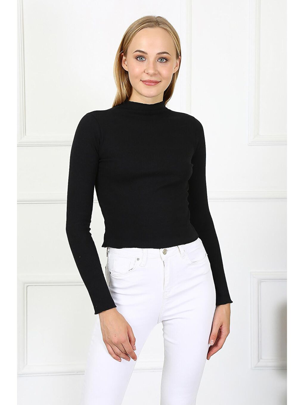 Siyah Kadın Bluz-Kaşkorse-Crop Bluz S-SM-M-L-LXL-XL 0134KDN