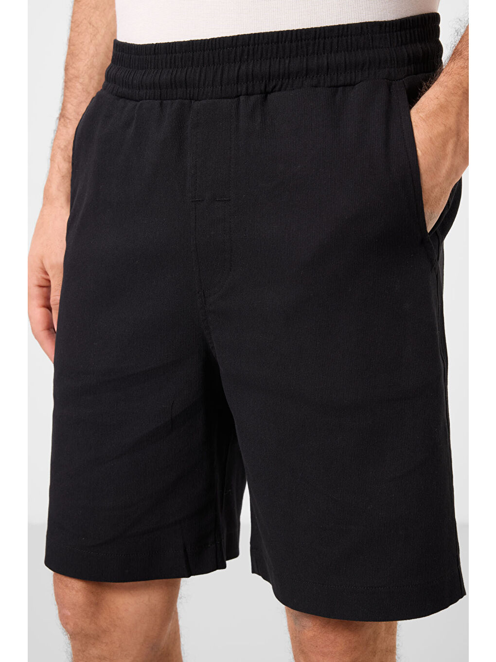 Siyah Standart Fit Dokuma Hafif Esnek Chino Erkek Şort - 81289-4