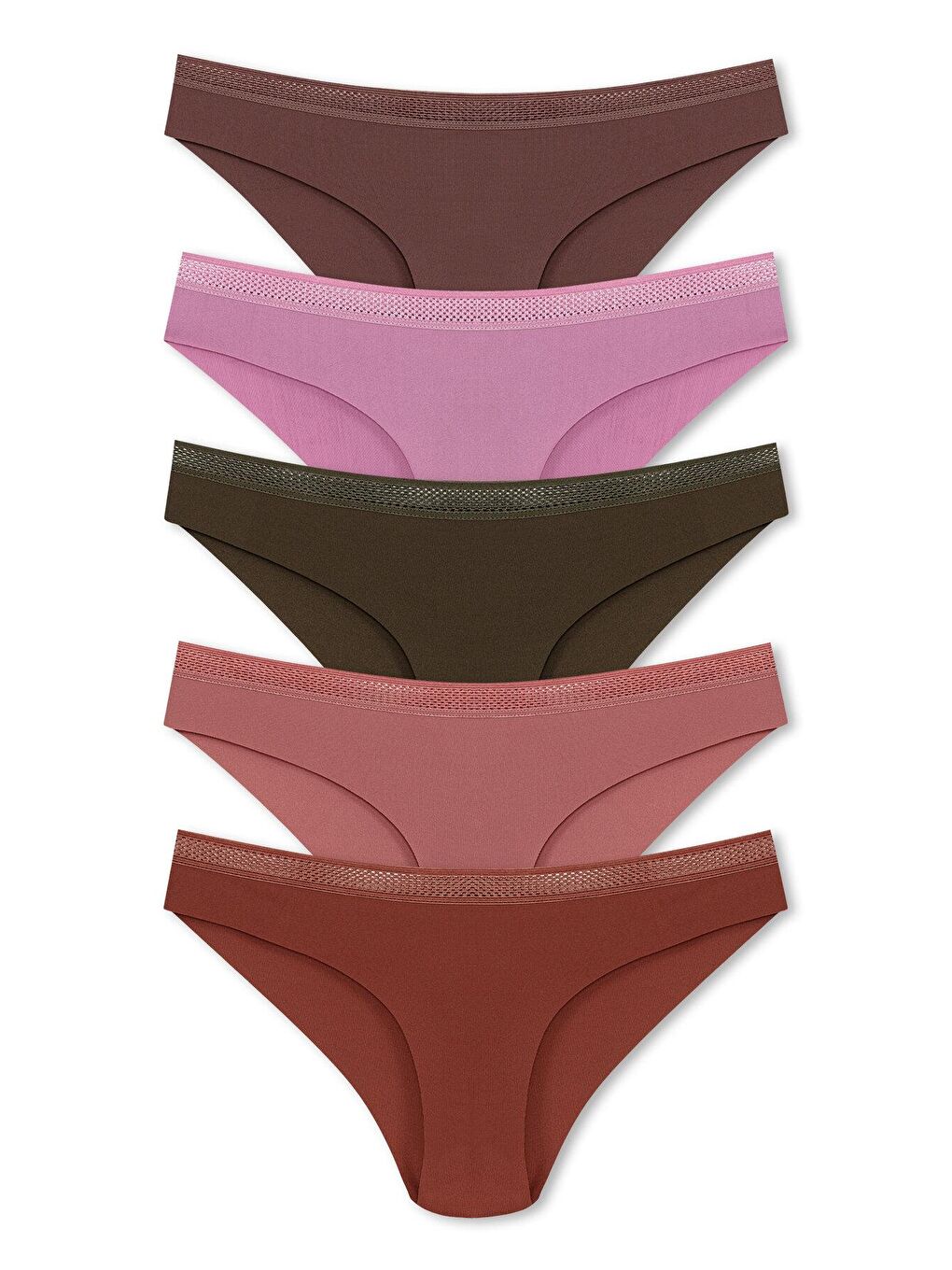 Karışık İnterlok Lazer Kesim Petek Lastik Slip Kadın Külot 5'li