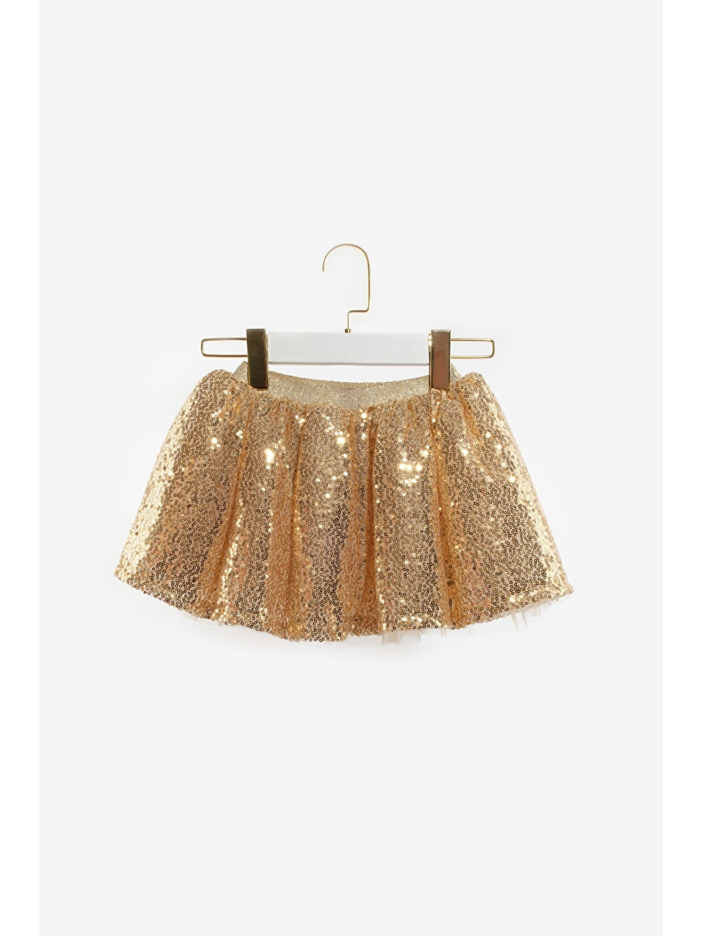 Sarı Altın Üzeri Pullu Kız Çocuk Etek - Gracie-3