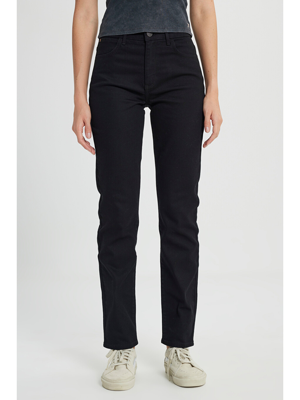 Straight Fit Düz Kesim Yüksek Bel Düz Paça Siyah Jean Jean Pantolon-2