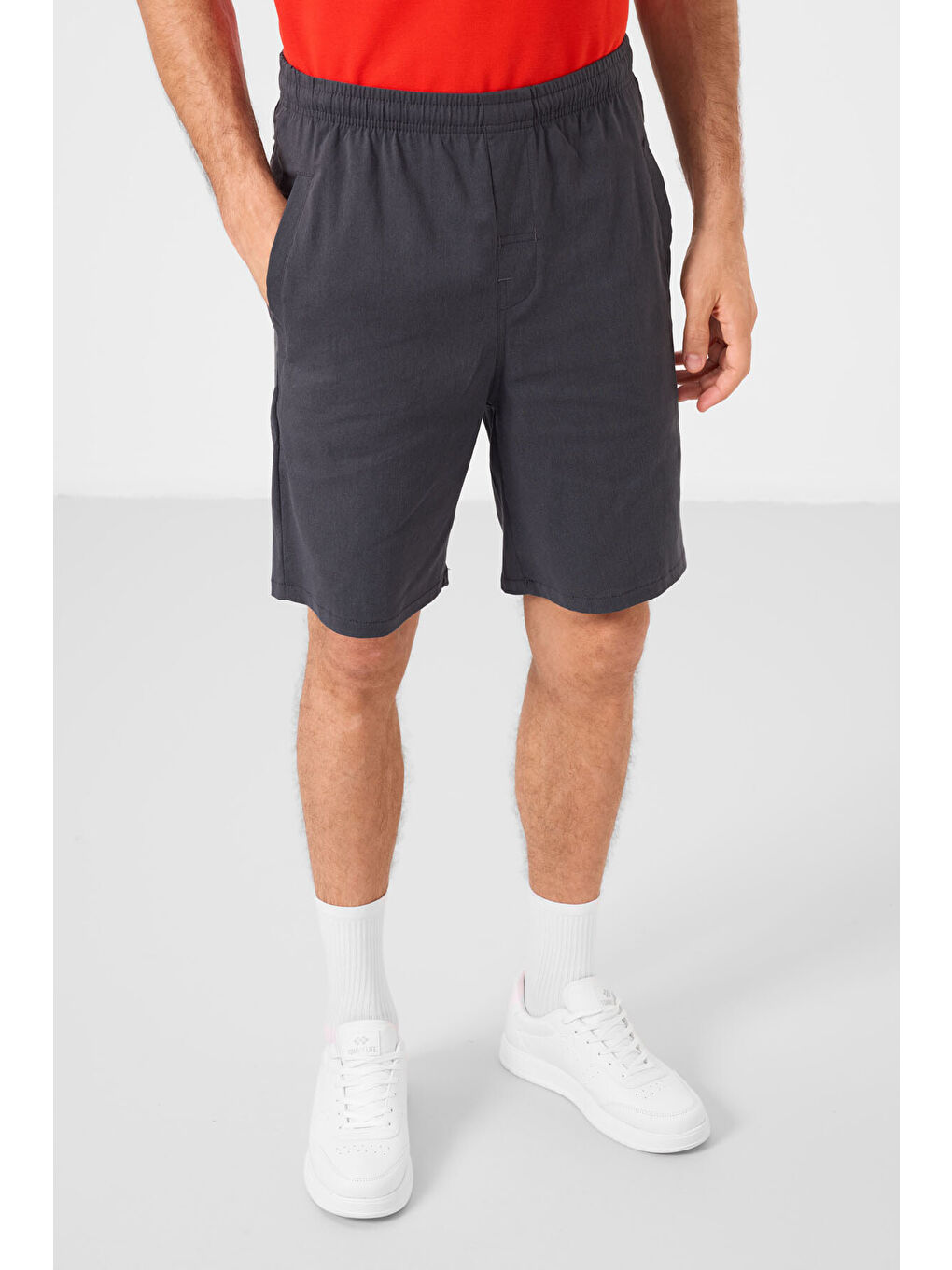 Gri Standart Fit Dokuma Hafif Esnek Chino Erkek Şort - 81292-1