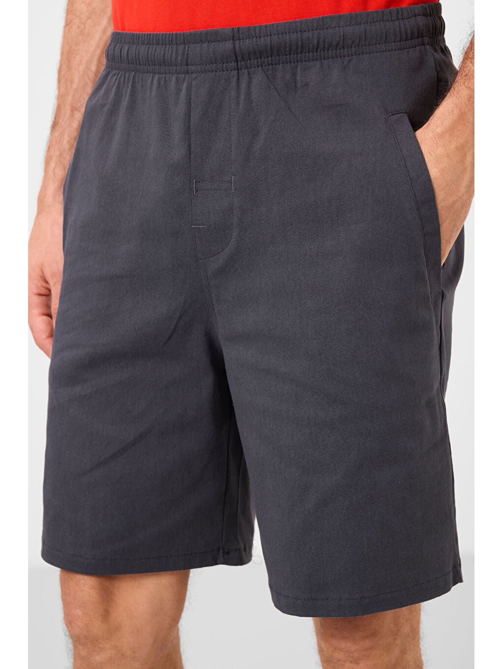 Gri Standart Fit Dokuma Hafif Esnek Chino Erkek Şort - 81292-2