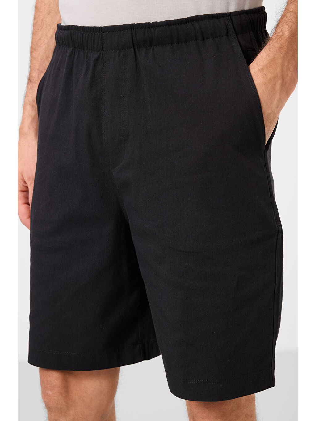 Siyah Standart Fit Dokuma Hafif Esnek Chino Erkek Şort - 81291-3