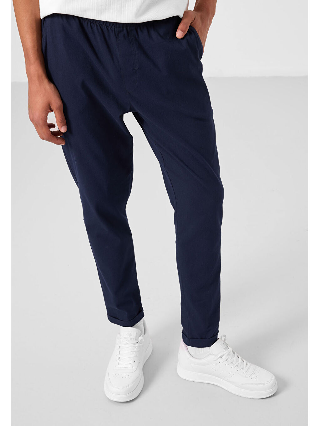 Lacivert Standart Fit Dokuma Hafif Esnek Chino  Erkek Pantolon - 82178-1