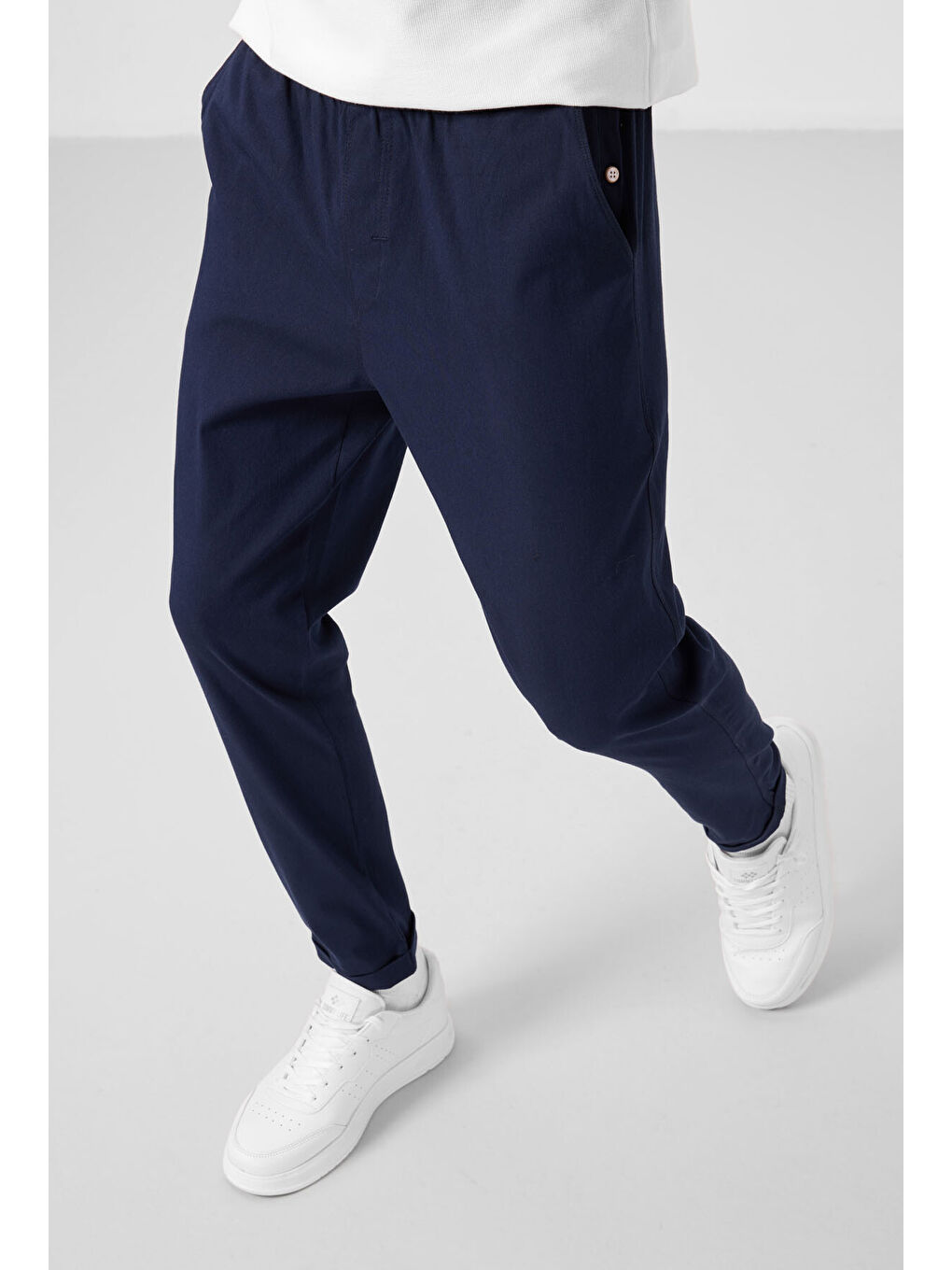 Lacivert Standart Fit Dokuma Hafif Esnek Chino  Erkek Pantolon - 82178-2