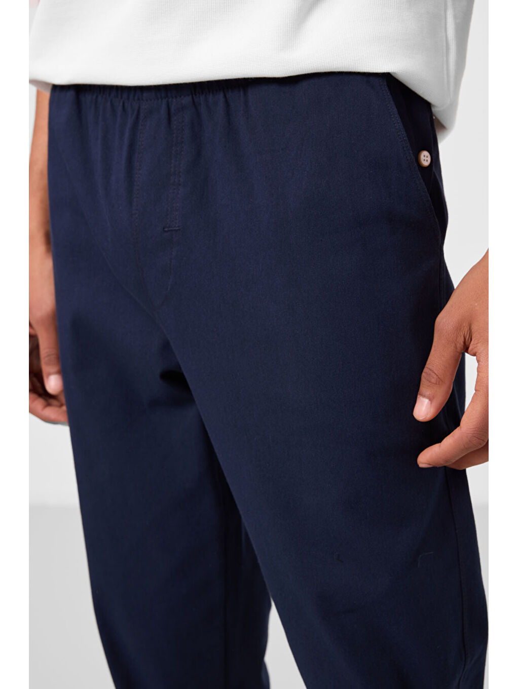 Lacivert Standart Fit Dokuma Hafif Esnek Chino  Erkek Pantolon - 82178-3