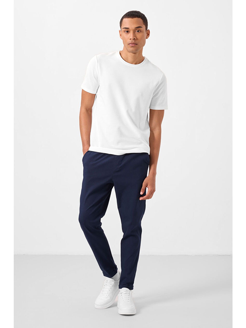 Lacivert Standart Fit Dokuma Hafif Esnek Chino  Erkek Pantolon - 82178-4