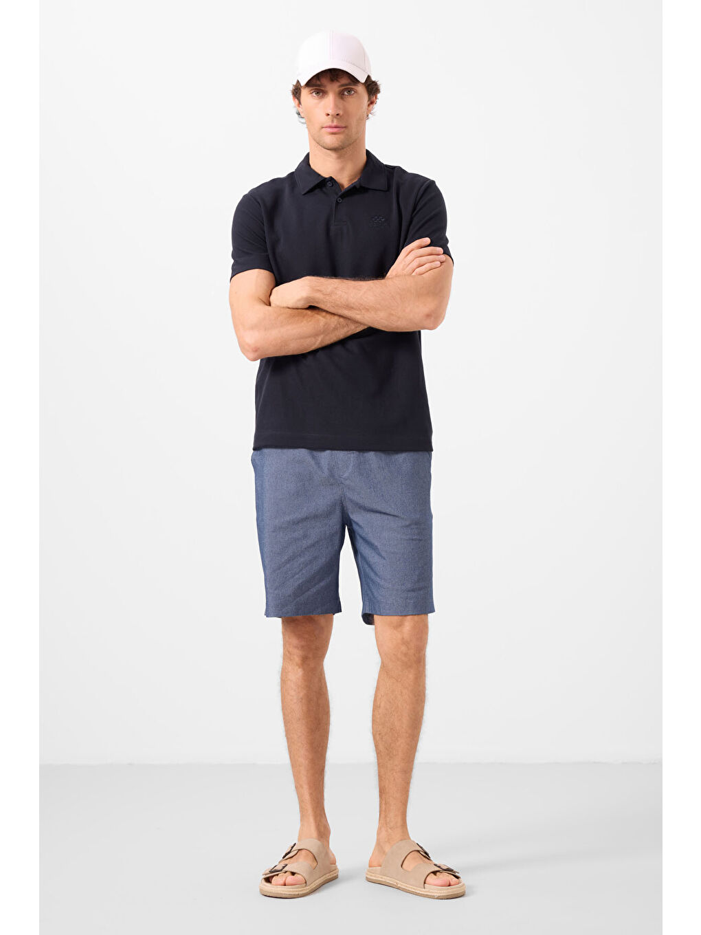 Jean Lacivert Standart Fit Dokuma Hafif Esnek Chino Erkek Şort   81291