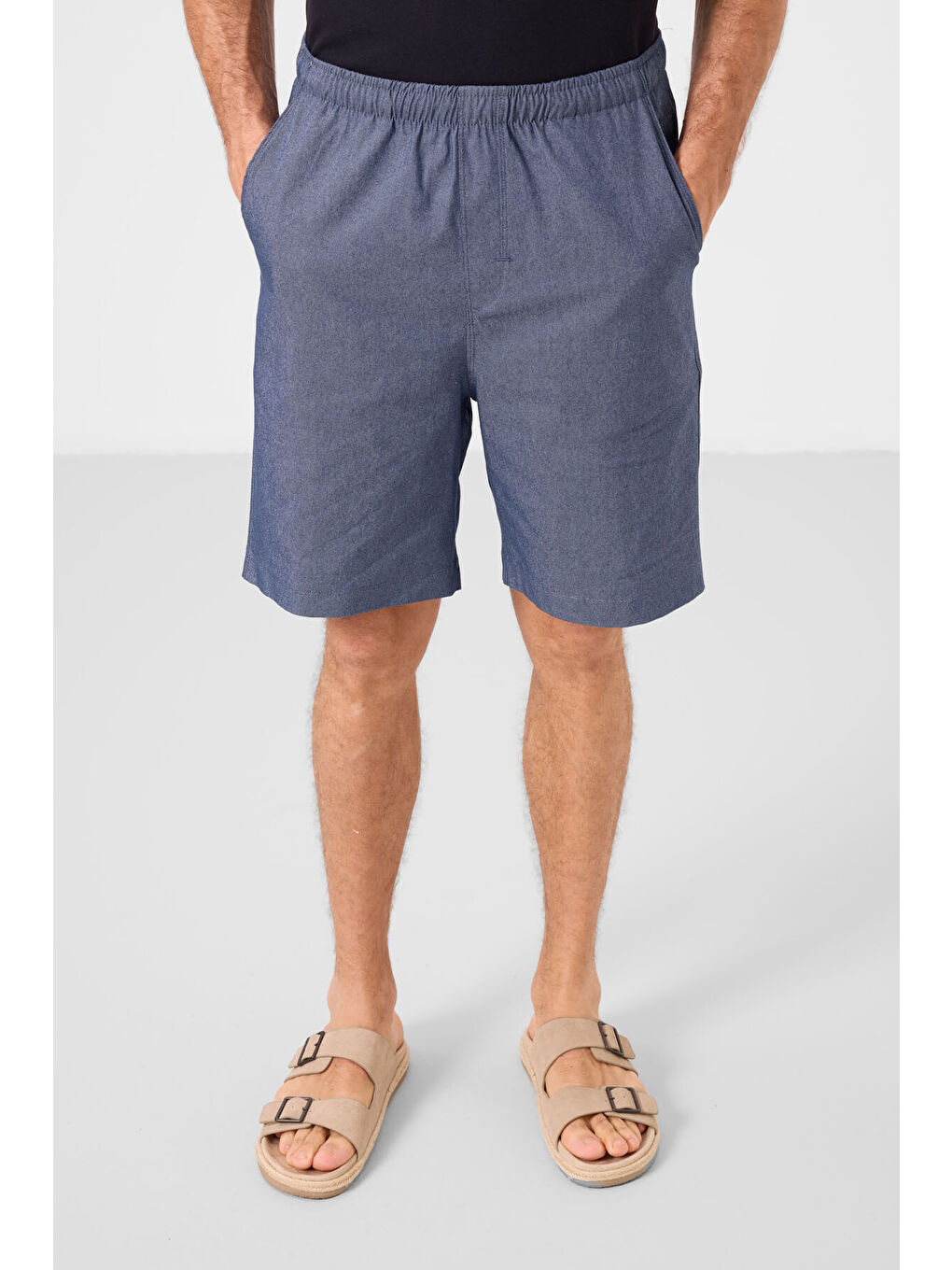 Jean Lacivert Standart Fit Dokuma Hafif Esnek Chino Erkek Şort   81291-1