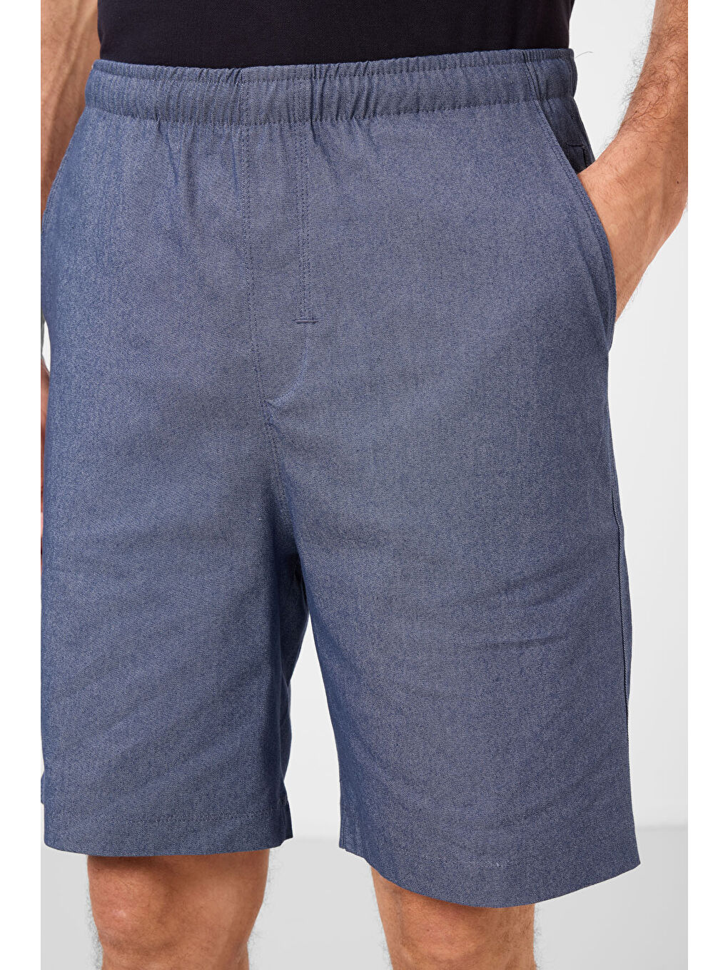 Jean Lacivert Standart Fit Dokuma Hafif Esnek Chino Erkek Şort   81291-2