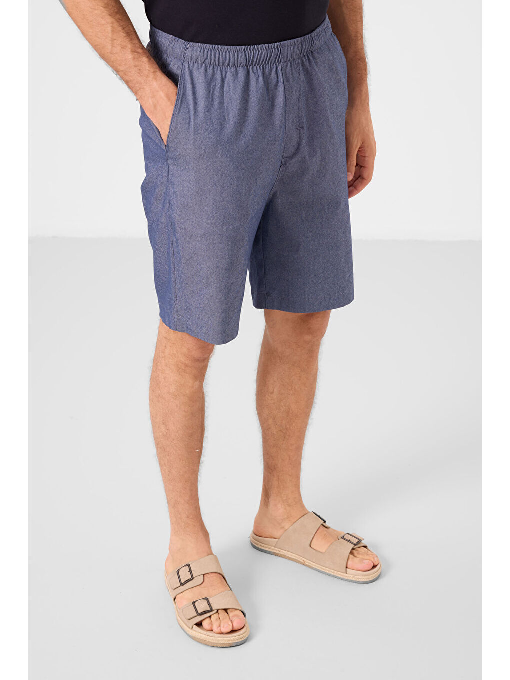 Jean Lacivert Standart Fit Dokuma Hafif Esnek Chino Erkek Şort   81291-4