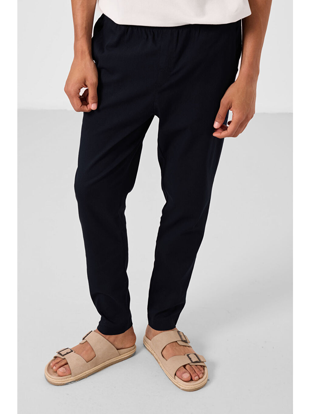 Lacivert Standart Fit Dokuma Hafif Esnek Chino  Erkek Pantolon - 82180-1