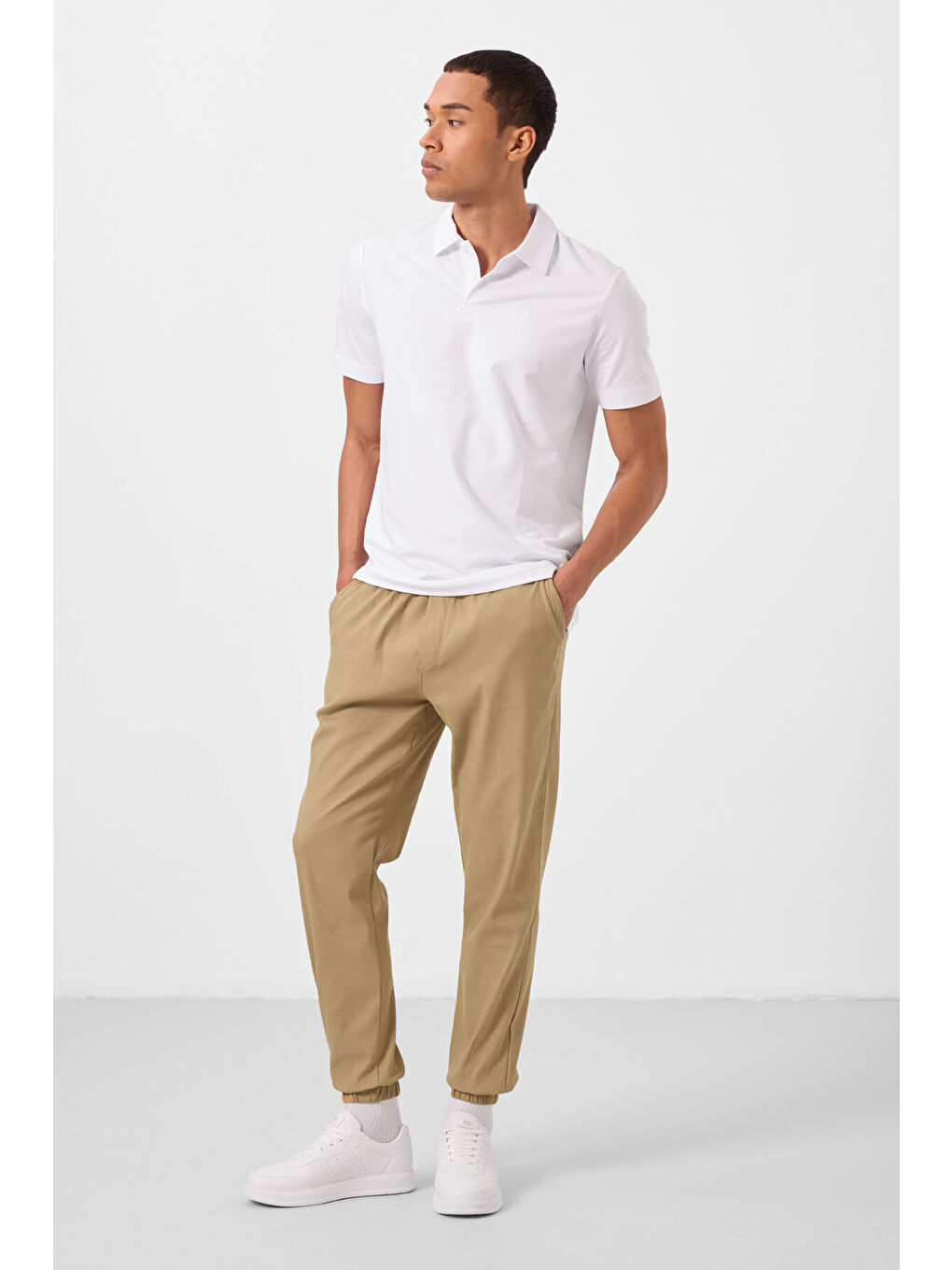 Koyu Bej Standart Fit Dokuma Hafif Esnek Chino  Erkek Pantolon - 82176