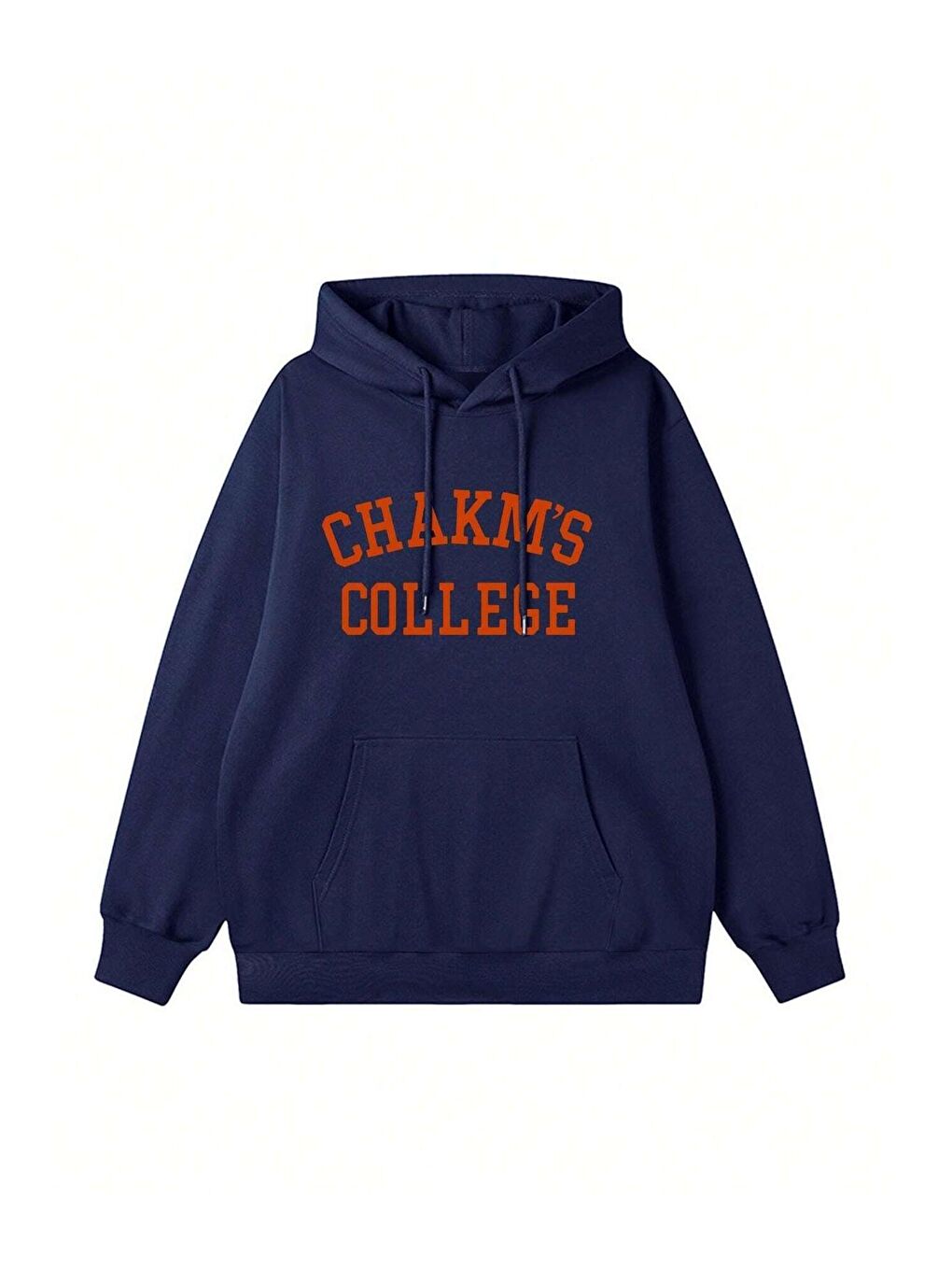 Trendseninle Lacivert Kadın Lacivert Chakm's College Baskılı Kapüşonlu Sweatshirt - 2