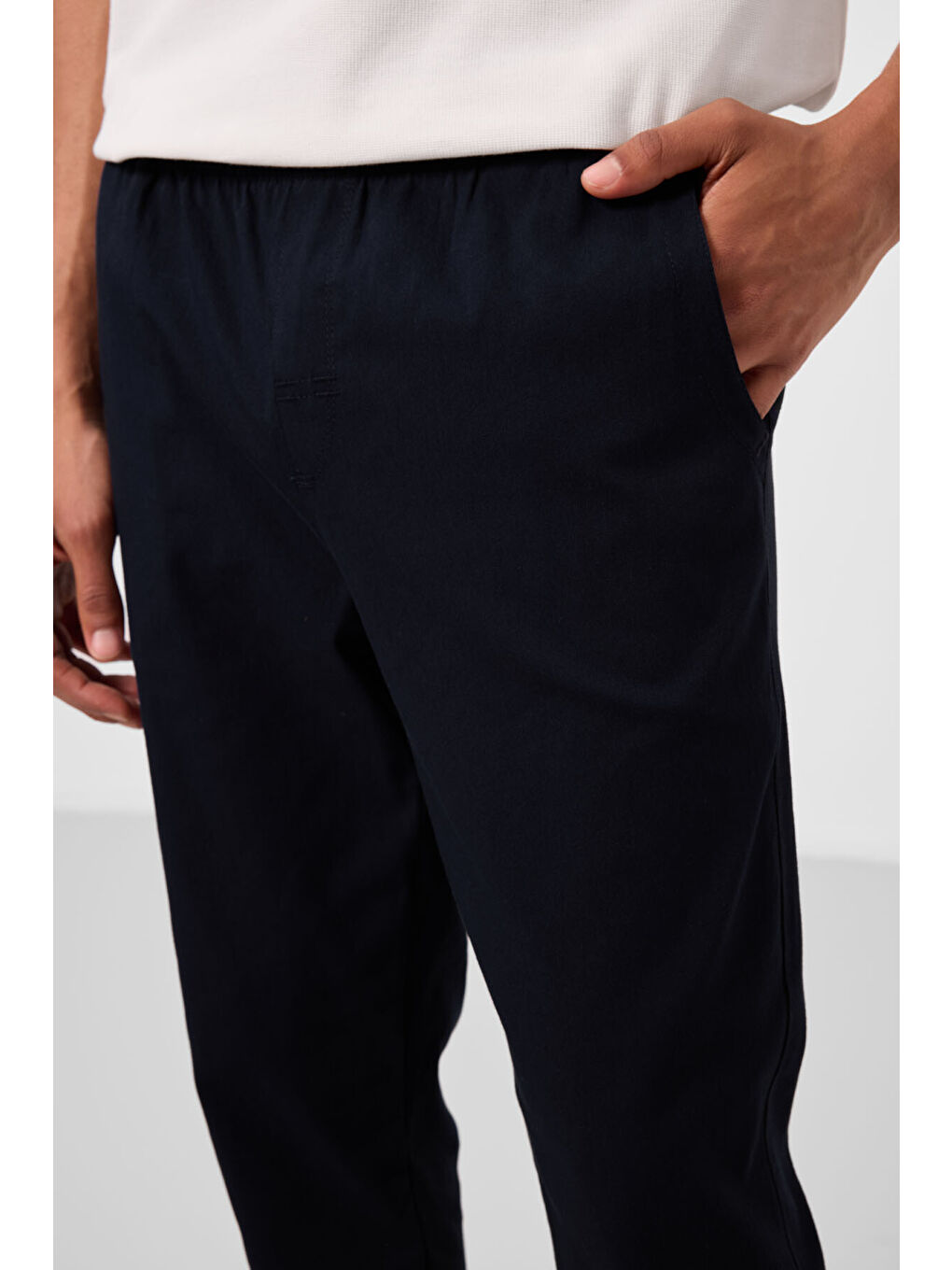 Lacivert Standart Fit Dokuma Hafif Esnek Chino  Erkek Pantolon - 82180-3