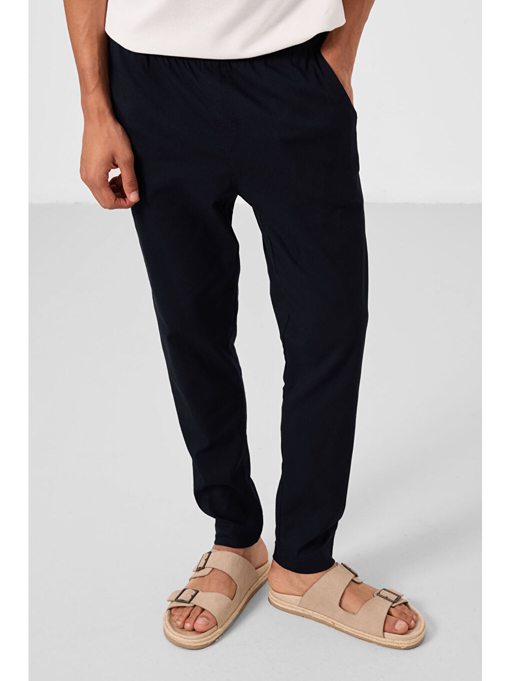 Lacivert Standart Fit Dokuma Hafif Esnek Chino  Erkek Pantolon - 82180-4