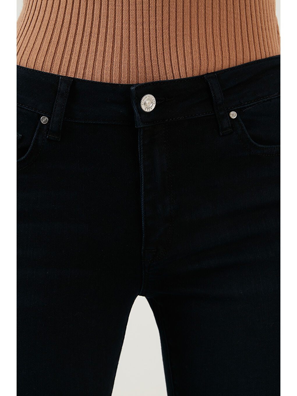 Lacivert Pamuklu Slim Fit Yüksel Bel Dar Paça Jeans 639Cheery-5