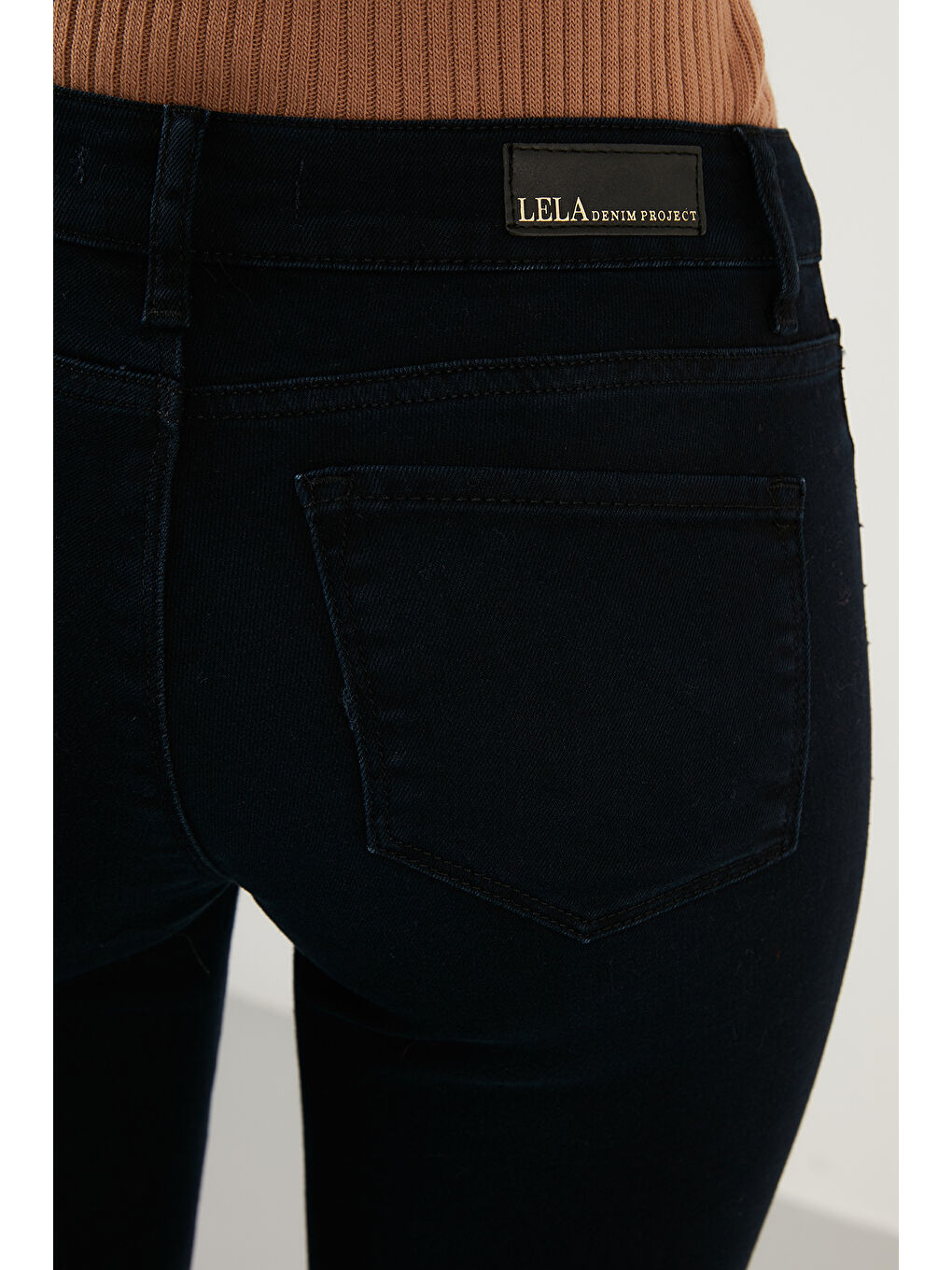 Lacivert Pamuklu Slim Fit Yüksel Bel Dar Paça Jeans 639Cheery-6