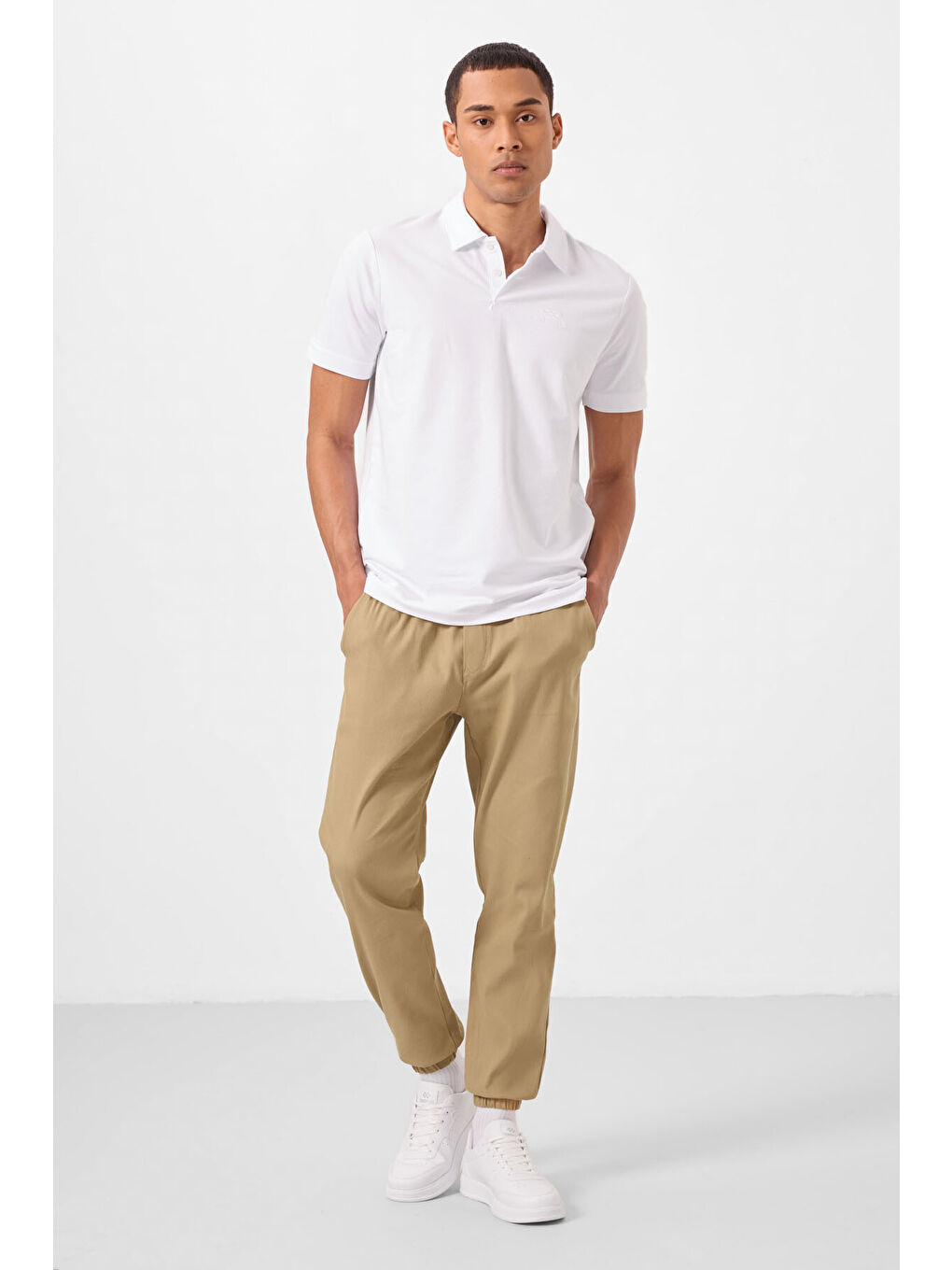 Koyu Bej Standart Fit Dokuma Hafif Esnek Chino  Erkek Pantolon - 82176-4