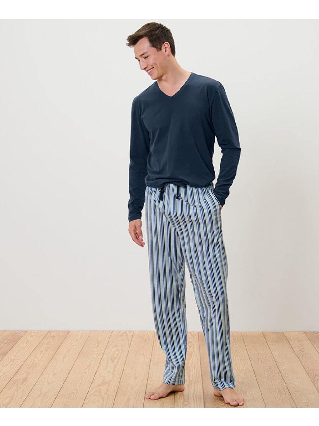 Lacivert Erkek Pijama Takımı, Single Jersey