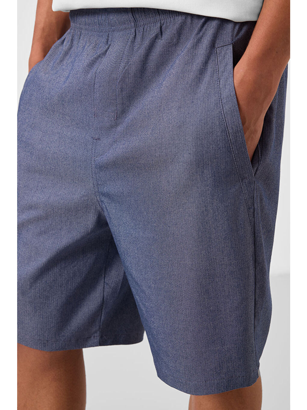 Jean Lacivert Standart Fit Dokuma Hafif Esnek Chino Erkek Şort   81292-3