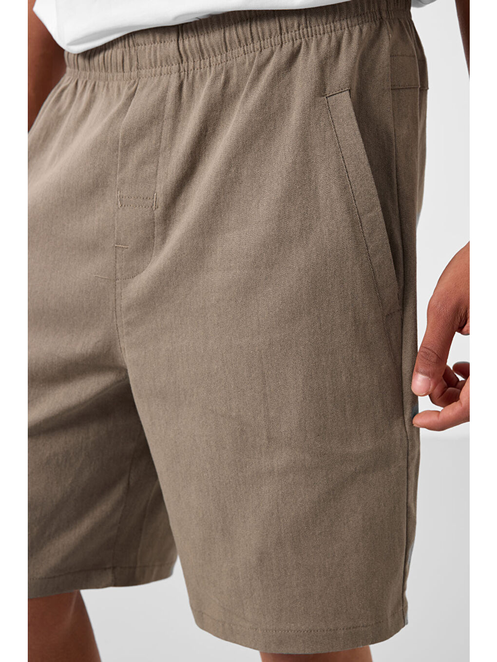 Kahverengi Camel Standart Fit Dokuma Hafif Esnek Chino Erkek Şort - 81292-2