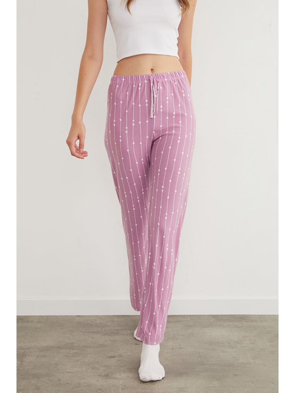 Mor Kalp Desenli Süet Pijama Altı-1