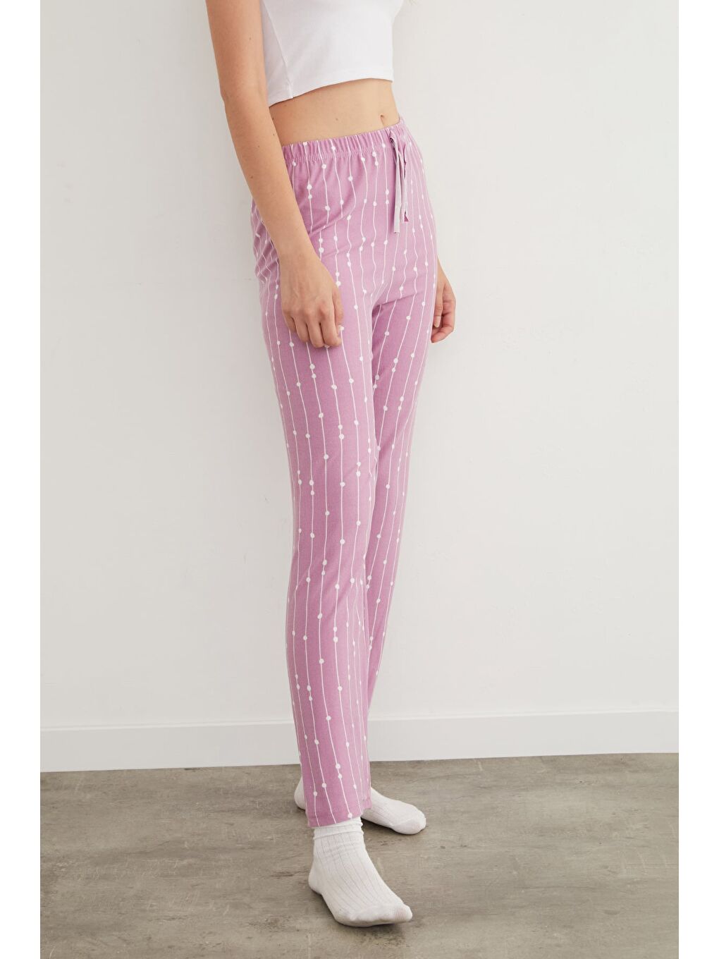 Mor Kalp Desenli Süet Pijama Altı-3