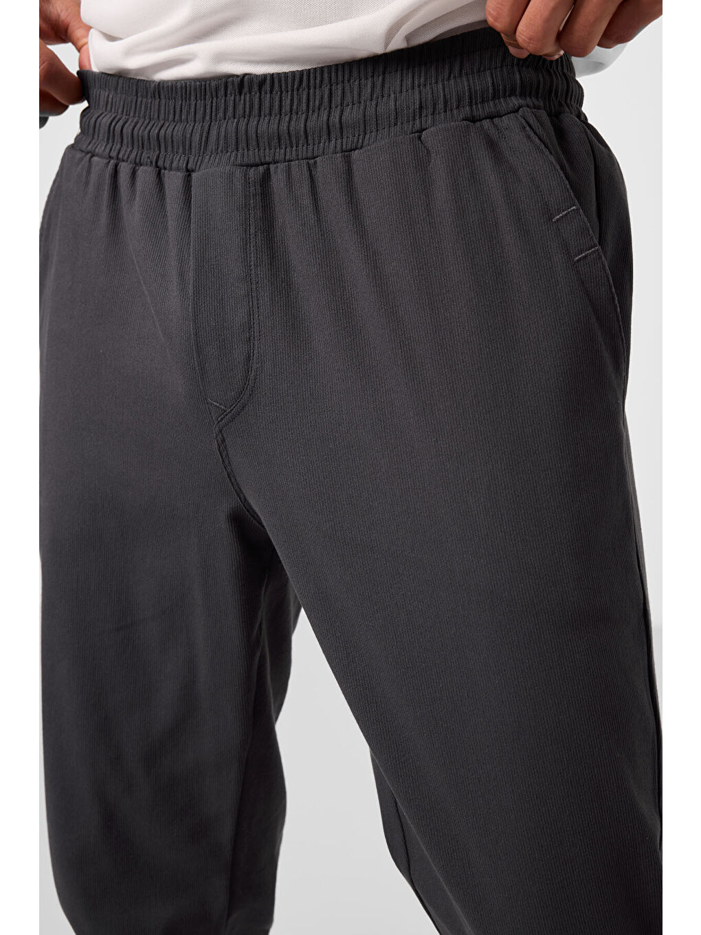 Antrasit Standart Fit Dokuma Hafif Esnek Chino  Erkek Pantolon - 82176-2