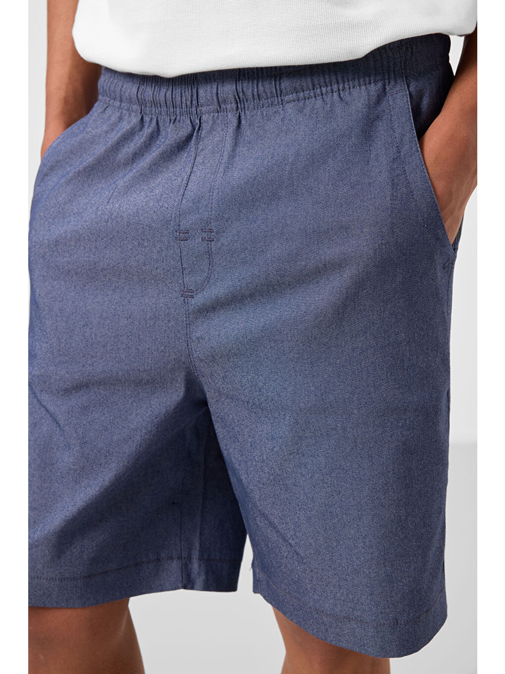 Jean Lacivert Standart Fit Dokuma Hafif Esnek Chino Erkek Şort   81293-3