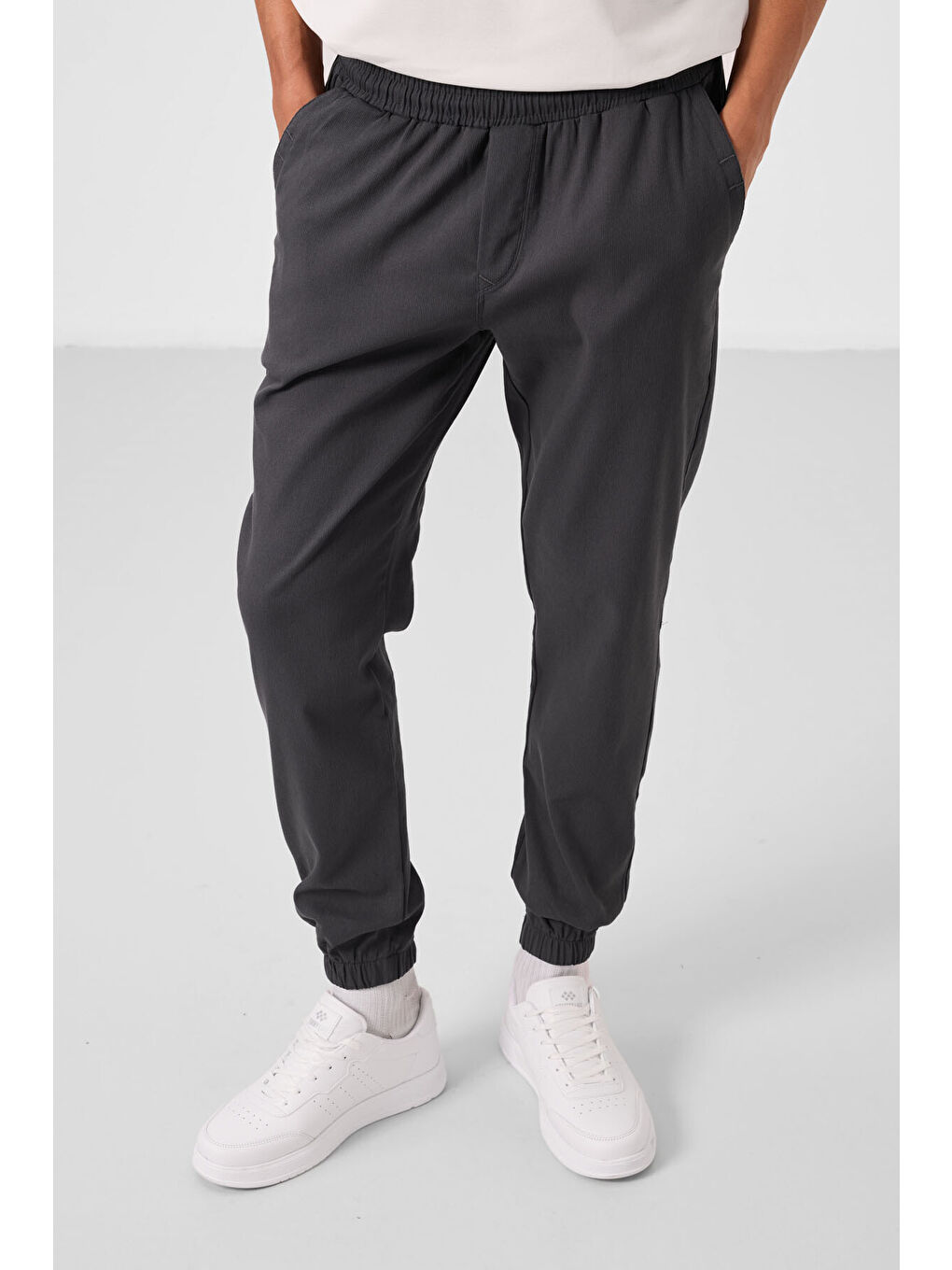 Antrasit Standart Fit Dokuma Hafif Esnek Chino  Erkek Pantolon - 82176-3