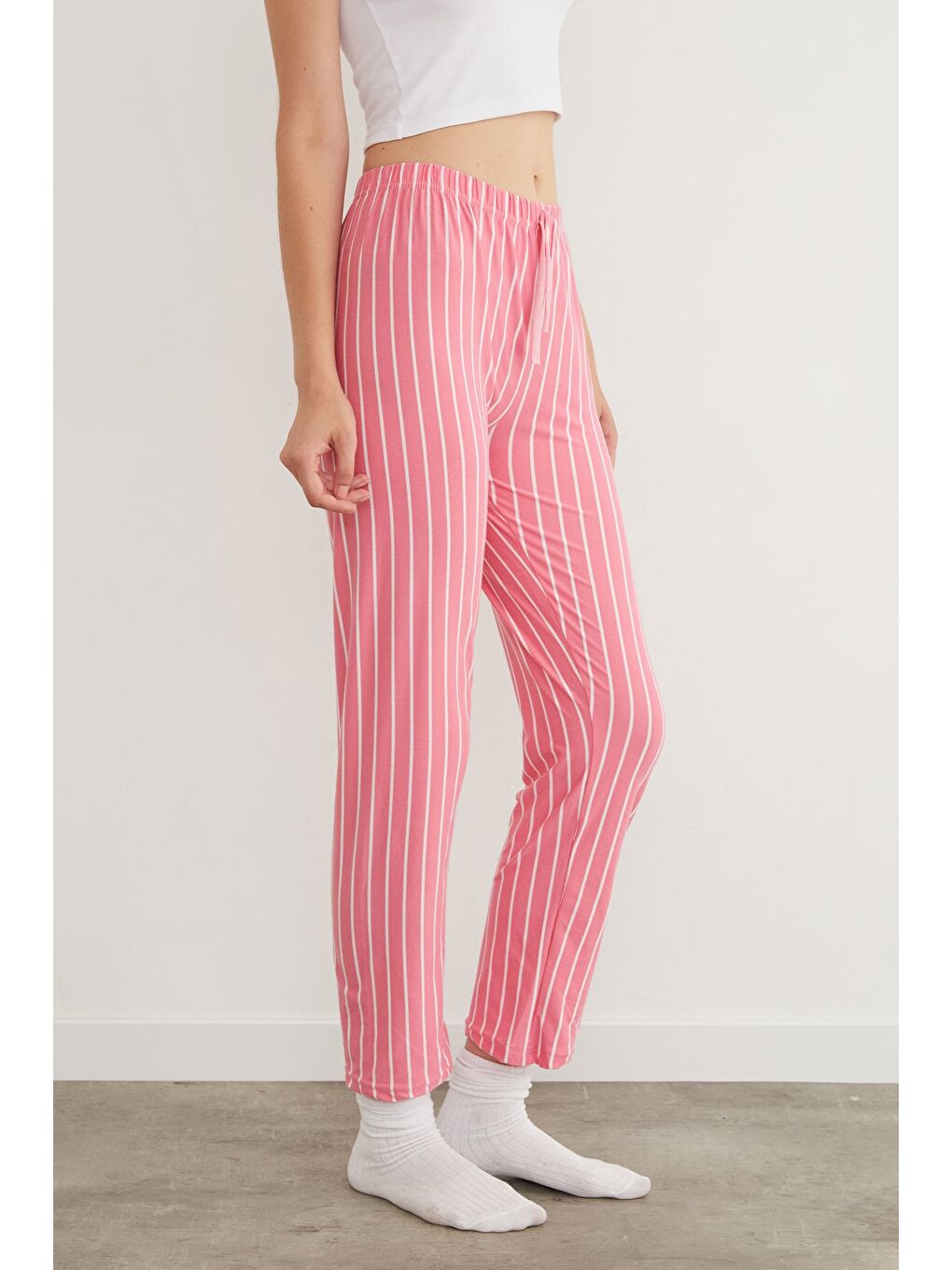 Pembe Kalp Desenli Süet Pijama Altı-3