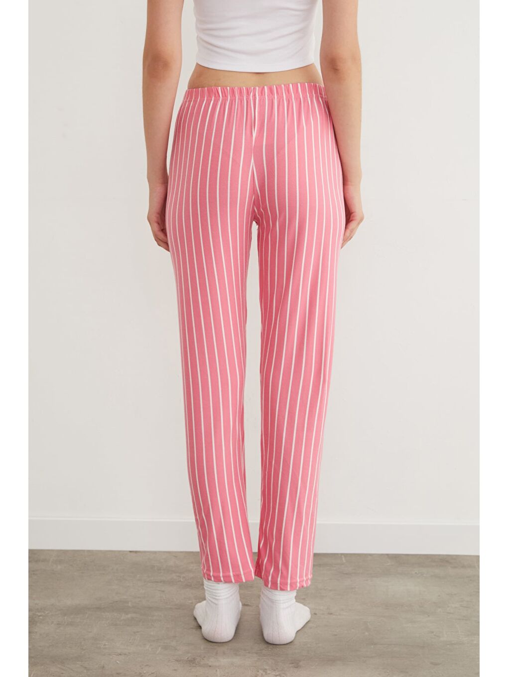 Pembe Kalp Desenli Süet Pijama Altı-4