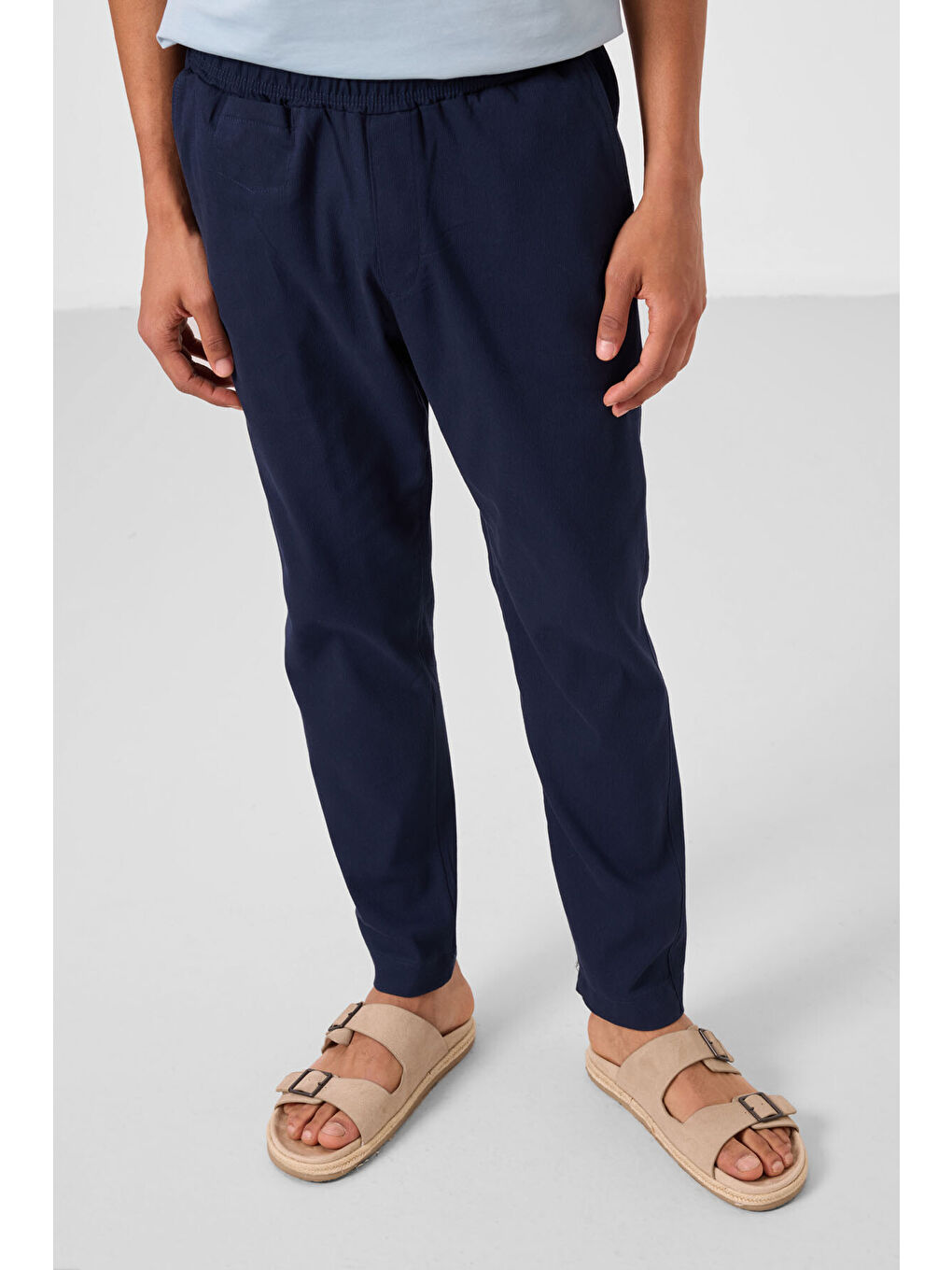 Lacivert Standart Fit Dokuma Hafif Esnek Chino  Erkek Pantolon - 82177-1