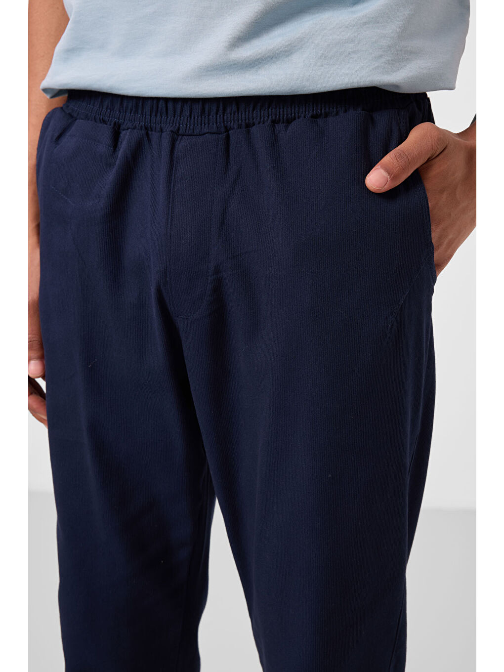 Lacivert Standart Fit Dokuma Hafif Esnek Chino  Erkek Pantolon - 82177-3