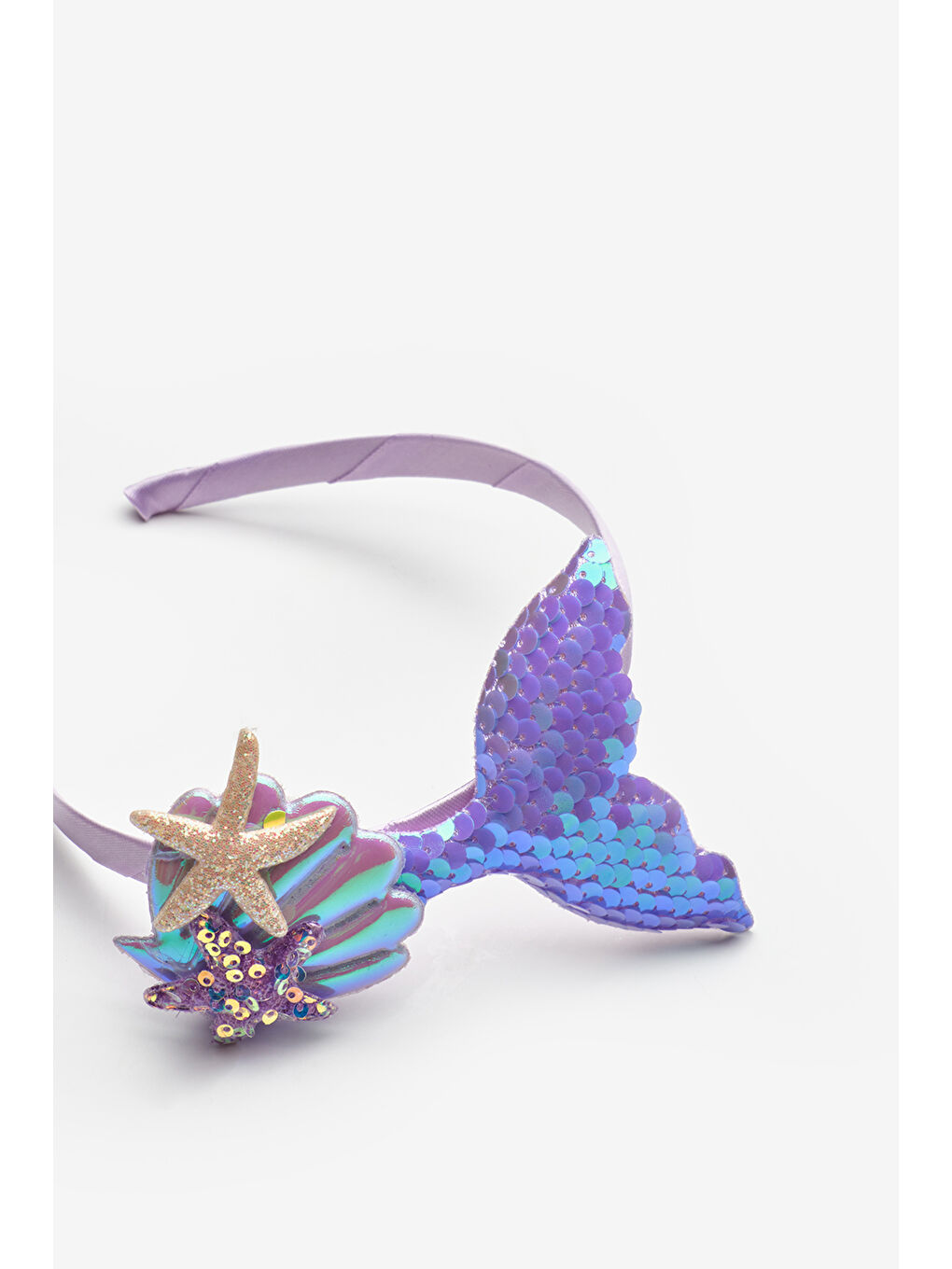 Lila Payetli Deniz Kızı Figürlü Kız Çocuk Taç