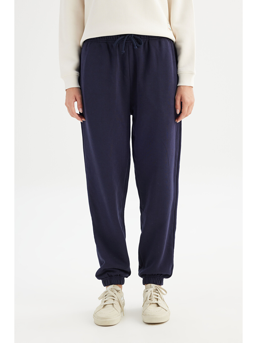 Loose Fit Geniş Kesim Lacivert Pamuklu Esnek Sweatpant-1