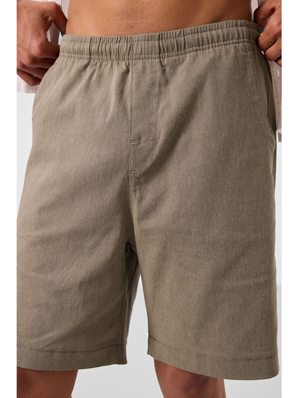 Kahverengi Camel Standart Fit Dokuma Hafif Esnek Chino Erkek Şort - 81293-4