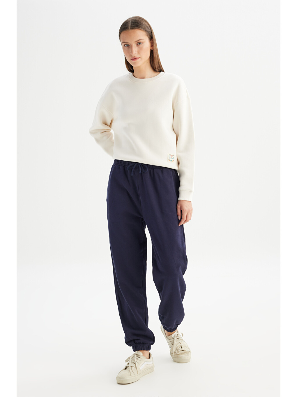 Loose Fit Geniş Kesim Lacivert Pamuklu Esnek Sweatpant-2