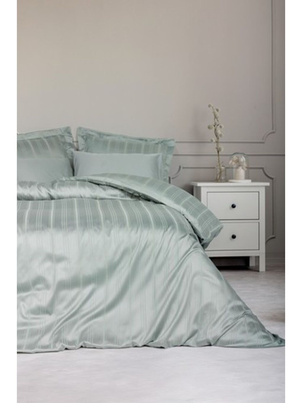 Karışık Pamuk Box Bambu Çift Kişilik Nevresim Takımı Mint