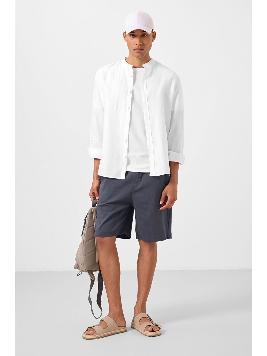 Gri Standart Fit Dokuma Hafif Esnek Chino Erkek Şort - 81291